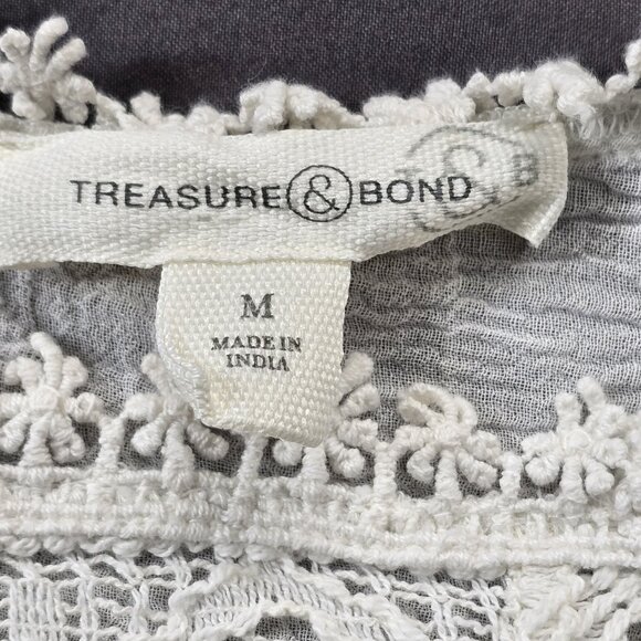 Treasure & Bond Shirt Womens Sz M Short Sleeve Peplum Top  White - Picture 11 of 13